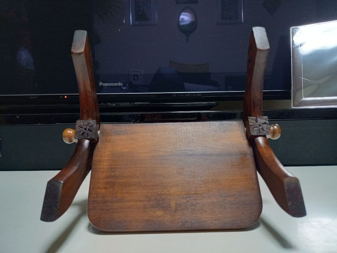 1970's　ヴィンテージ　コロニアル　ウッド　テーブル　スタンド　ミラー