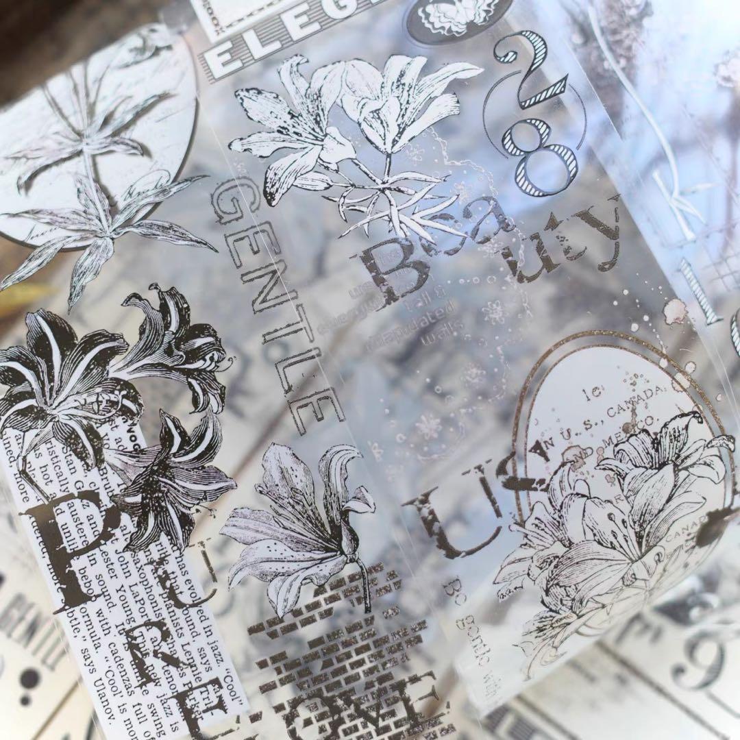 壹洱原创《旧影百合》海外マスキングテープ　マステ 【1871】