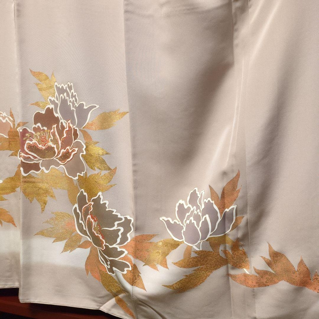 千總謹製！色留袖 ベージュ 花柄