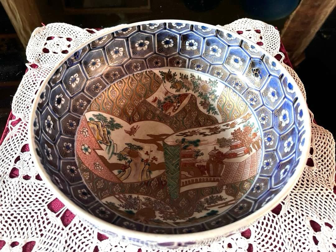 古伊万里 江戸中期 二重高台 骨董品 時代物 色絵