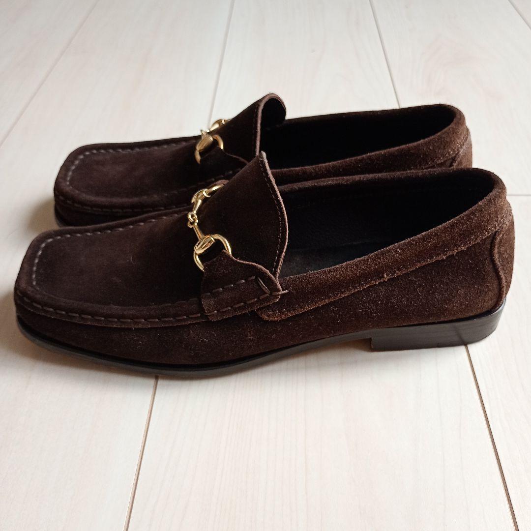 GUCCI　ホースビット　ローファー　スエード　ローカット　ブラウン　23cm