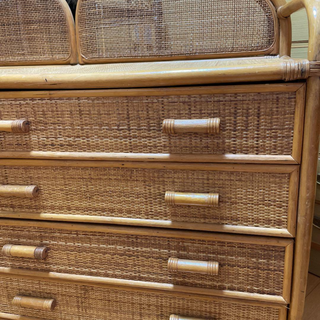 レトロ　ラタン　籐製チェスト