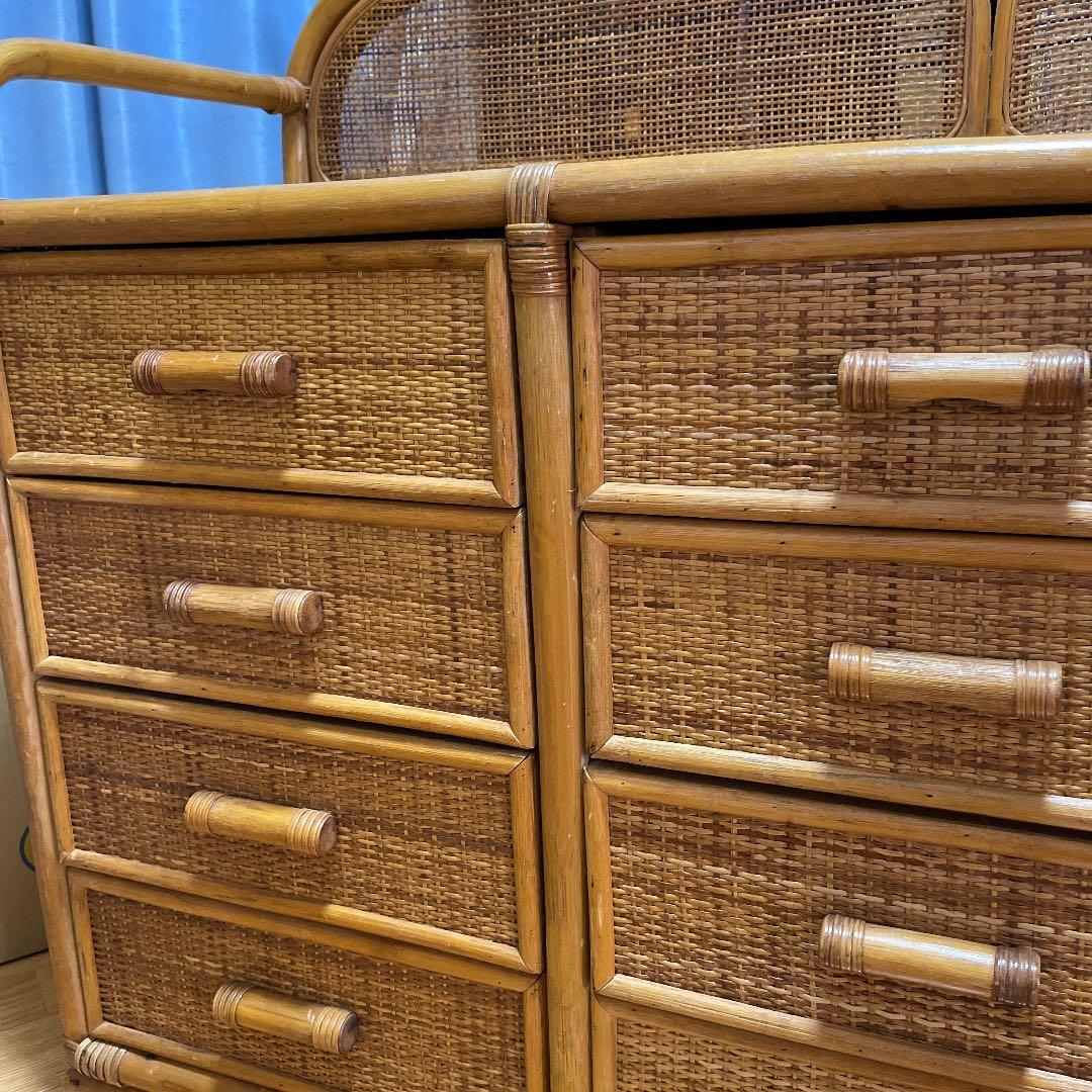 レトロ　ラタン　籐製チェスト