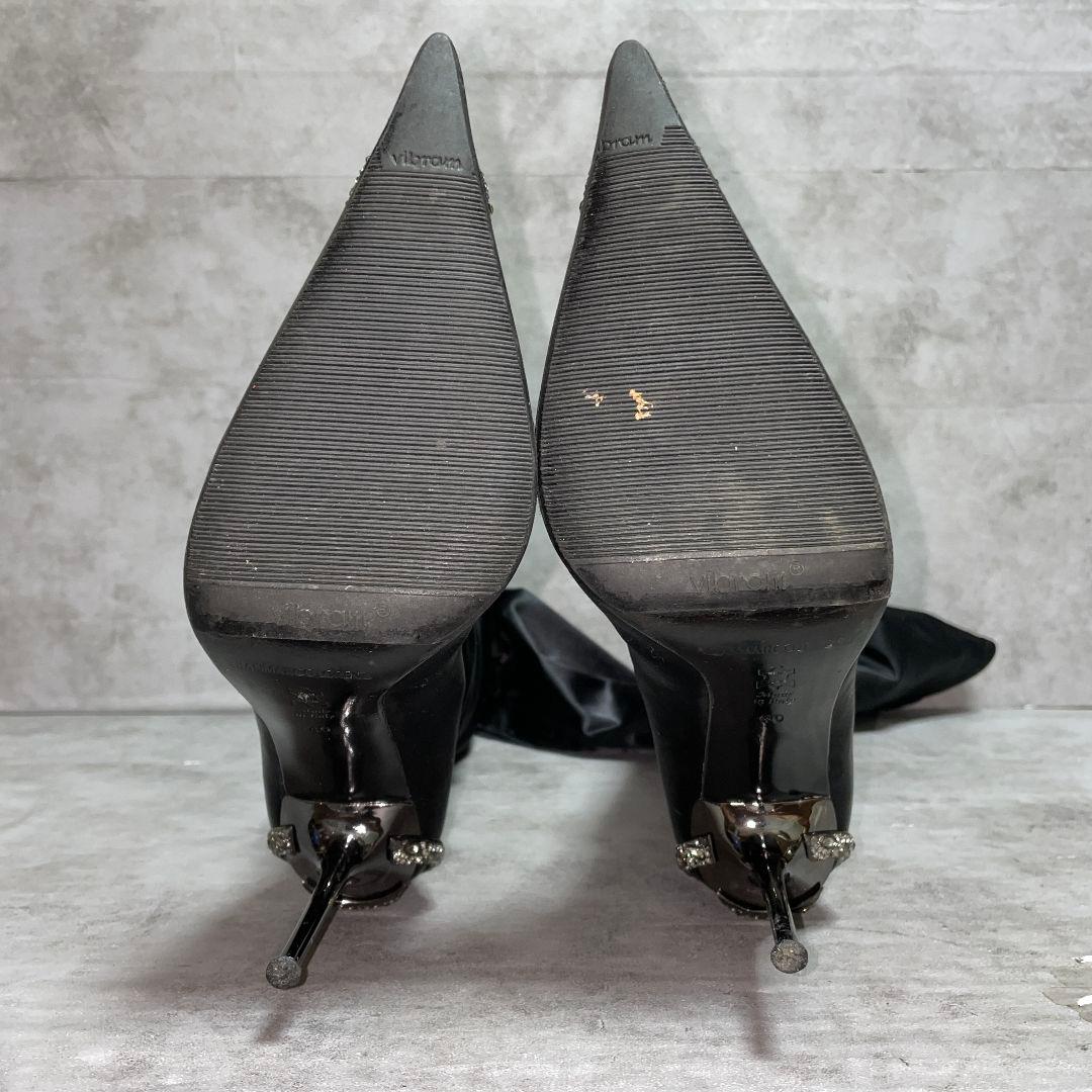 【ジャンマルコロレンツィ】（40）サイハイブーツ ポインテッドトゥ ブラック