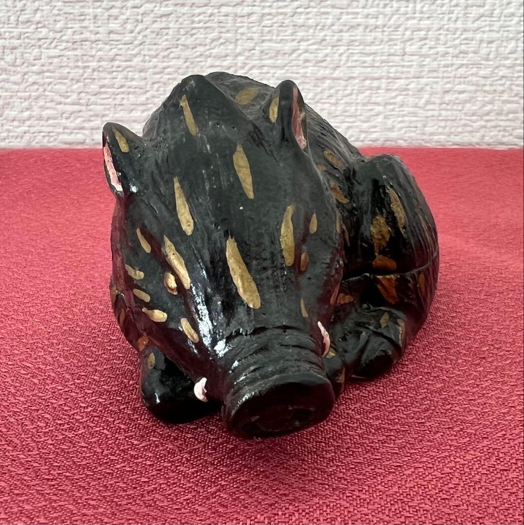 後楽園 残夢軒 御庭焼 三代窯元・坡石 干支 亥香合 箱付き 茶道具 縁起物