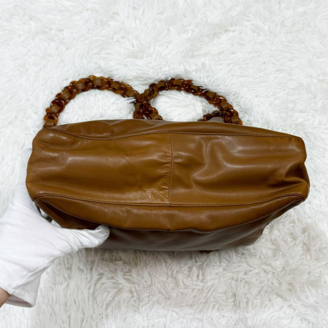 良品✨プラダ　プラスチック　チェーン　トートバッグ　ショルダーバッグ　ロゴ型押し