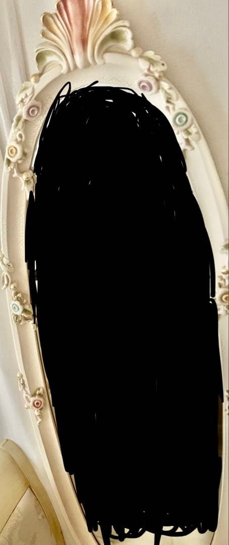 エレガントなロココ調のオーバル型スタンドミラー送料無料