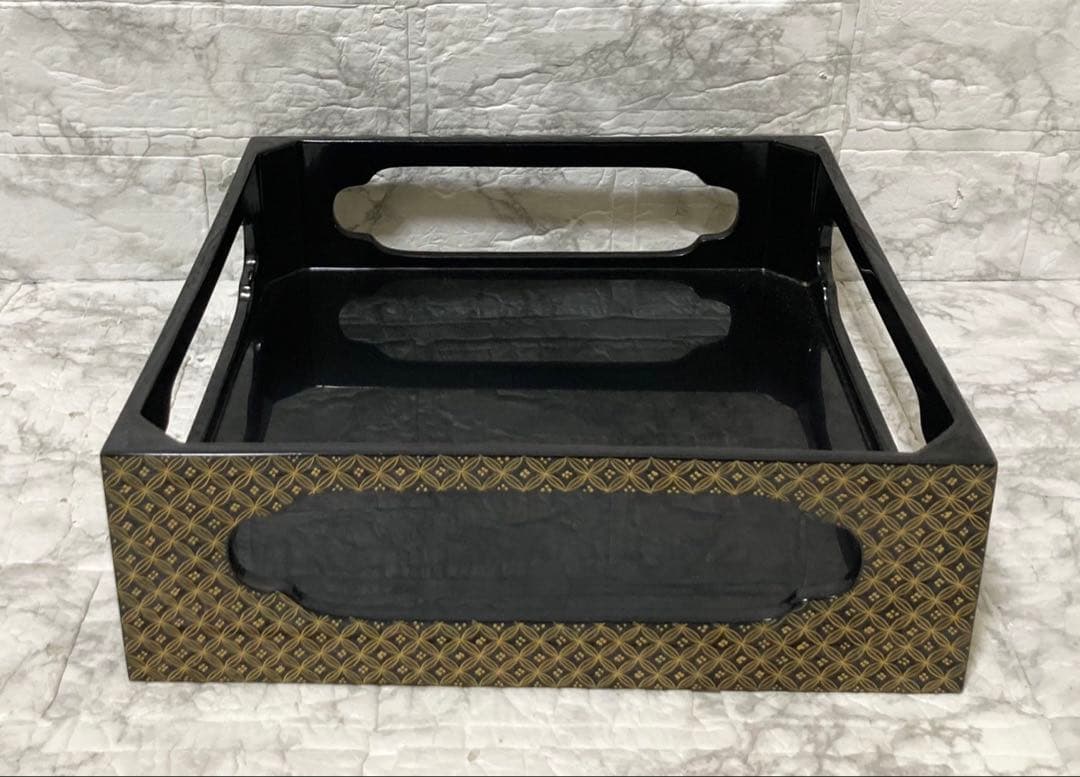 【未使用】輪島屋造 沈金師 水尻清甫 刻「輪島塗 四段重 台付」 共箱