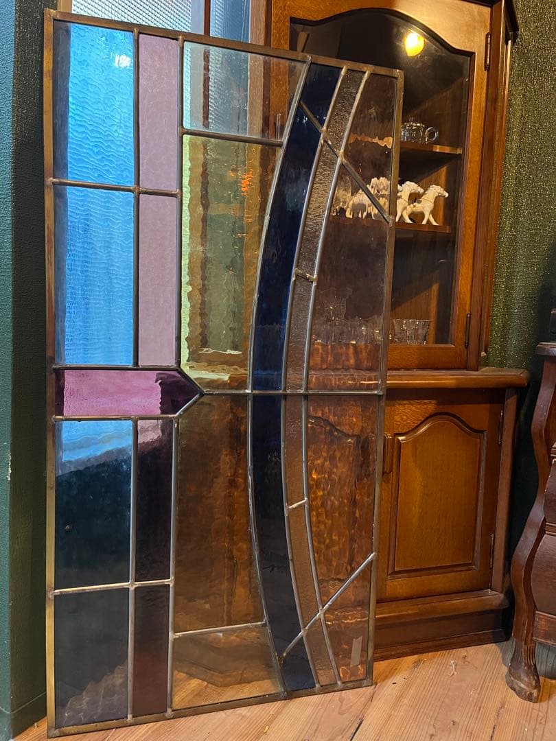 引き取り限定 ステンドグラス パネル 建具 窓 インテリア アンティーク