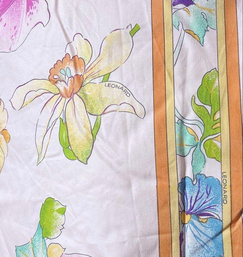 希少 LEONARD FASHION 高級 シルク　掛け布団　花柄