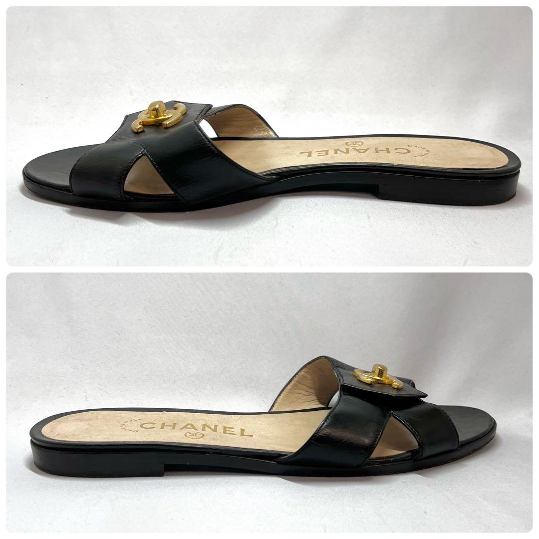 希少⭐︎CHANEL シャネル ココマーク ターンロック サンダル 黒 37.5