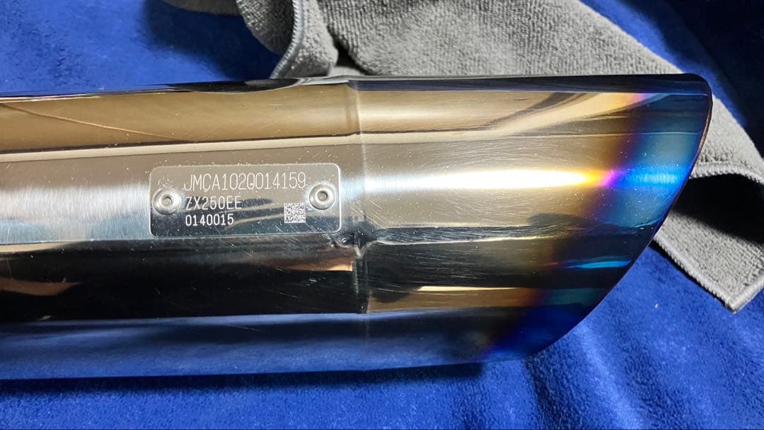 【美品】OverRacingフルチタンメガホンマフラーエンド焼き有ZX25R用