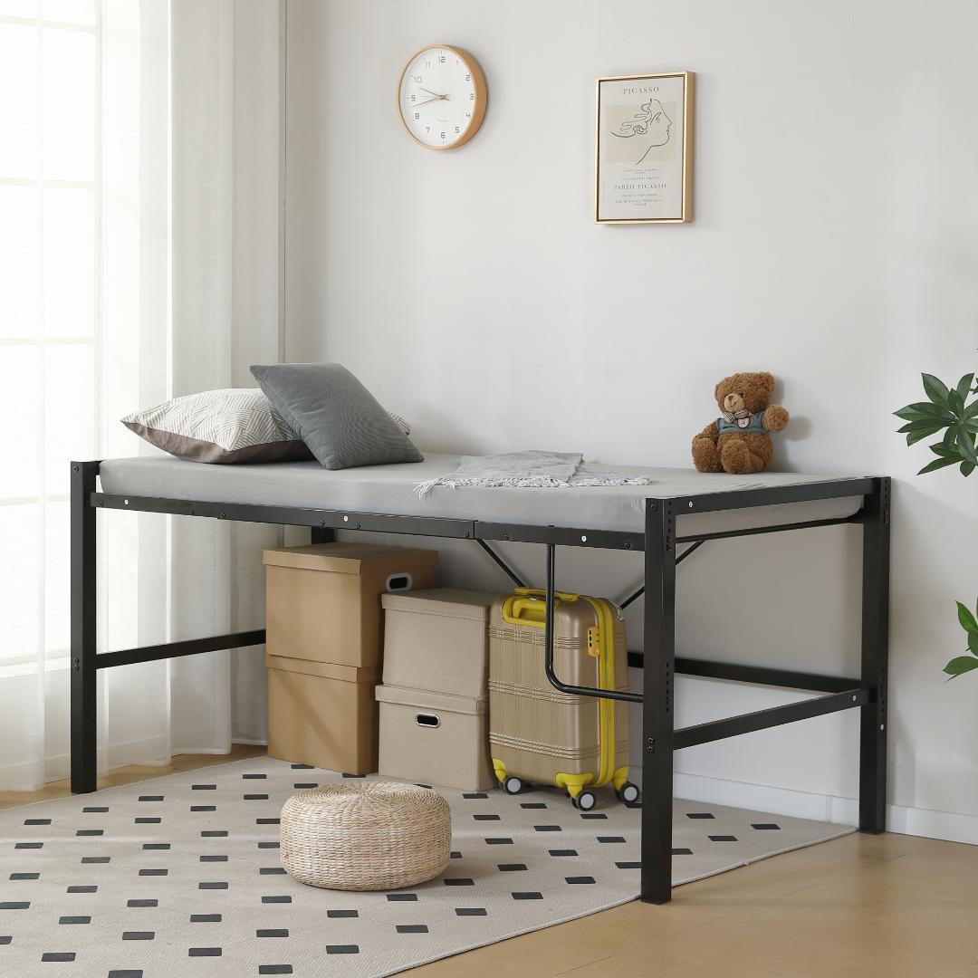 【高さ90cm】ロフトベッド パイプベッド 耐震 高さ調整可能　BLACK