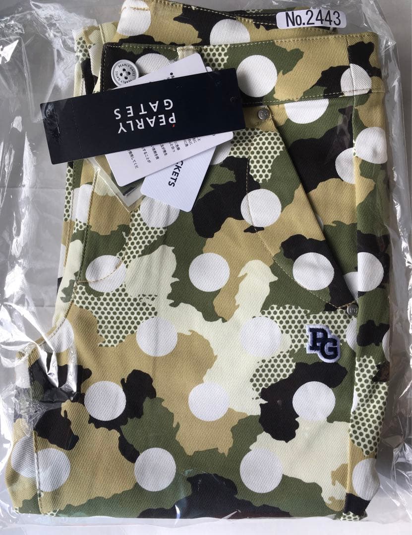 【PEARLY GATES】レディース ドットカモ柄ストレッチロングパンツ0番S