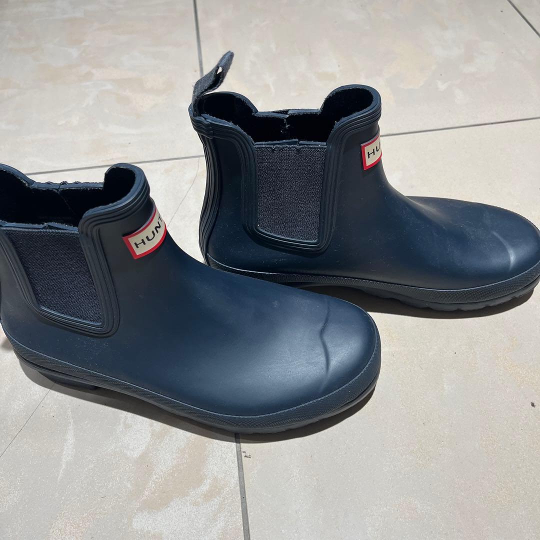 HUNTER ネイビー サイドゴア レインブーツ