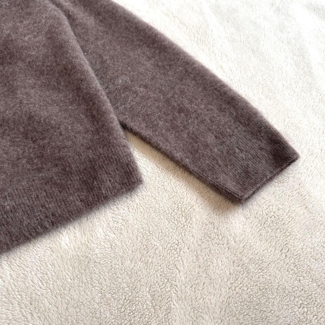 ATON エイトン ロイヤルカシミヤ ファー クルーネックカーディガン ブラウン