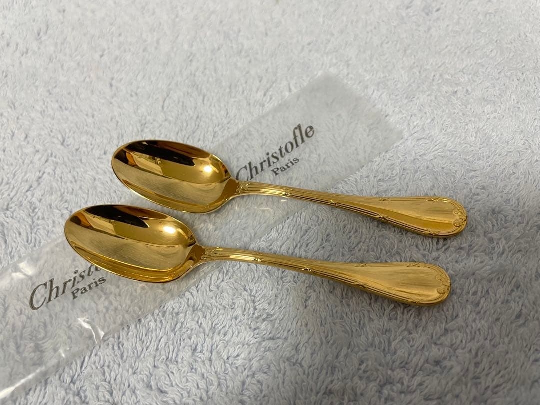 未使用品⭕️廃盤希少クリストフル ゴールド モカスプーン 2本