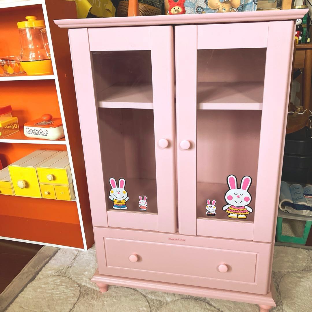 昭和レトロ レトロポップ 飾り棚 食器棚 チェスト キャビネット 脚付 内藤ルネ