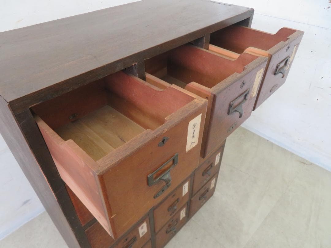 ヴィンテージ■3列5段薬箪笥■古家具■小引き出し■ネームプレート■レトロ