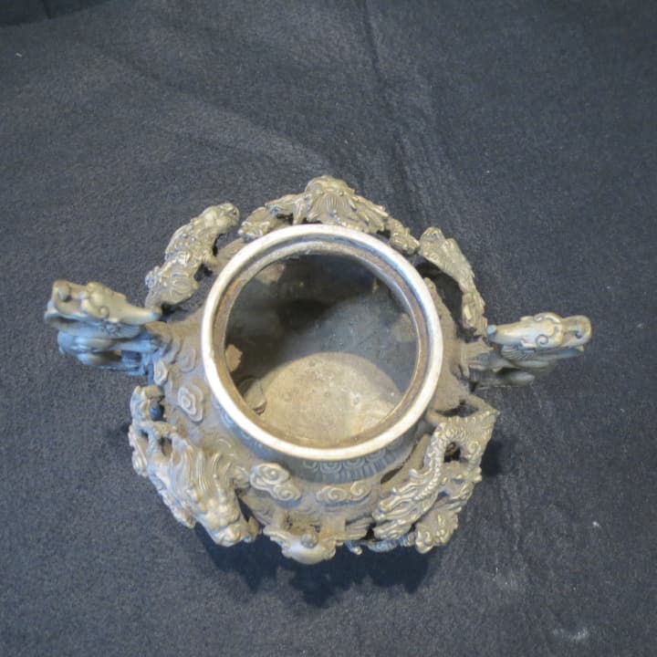 九つの龍の香炉 銅製 銅製 骨董品 重みがある