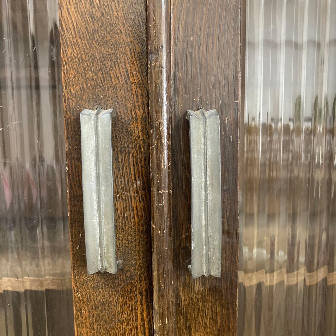 昭和レトロ　木製ガラス扉付き本棚