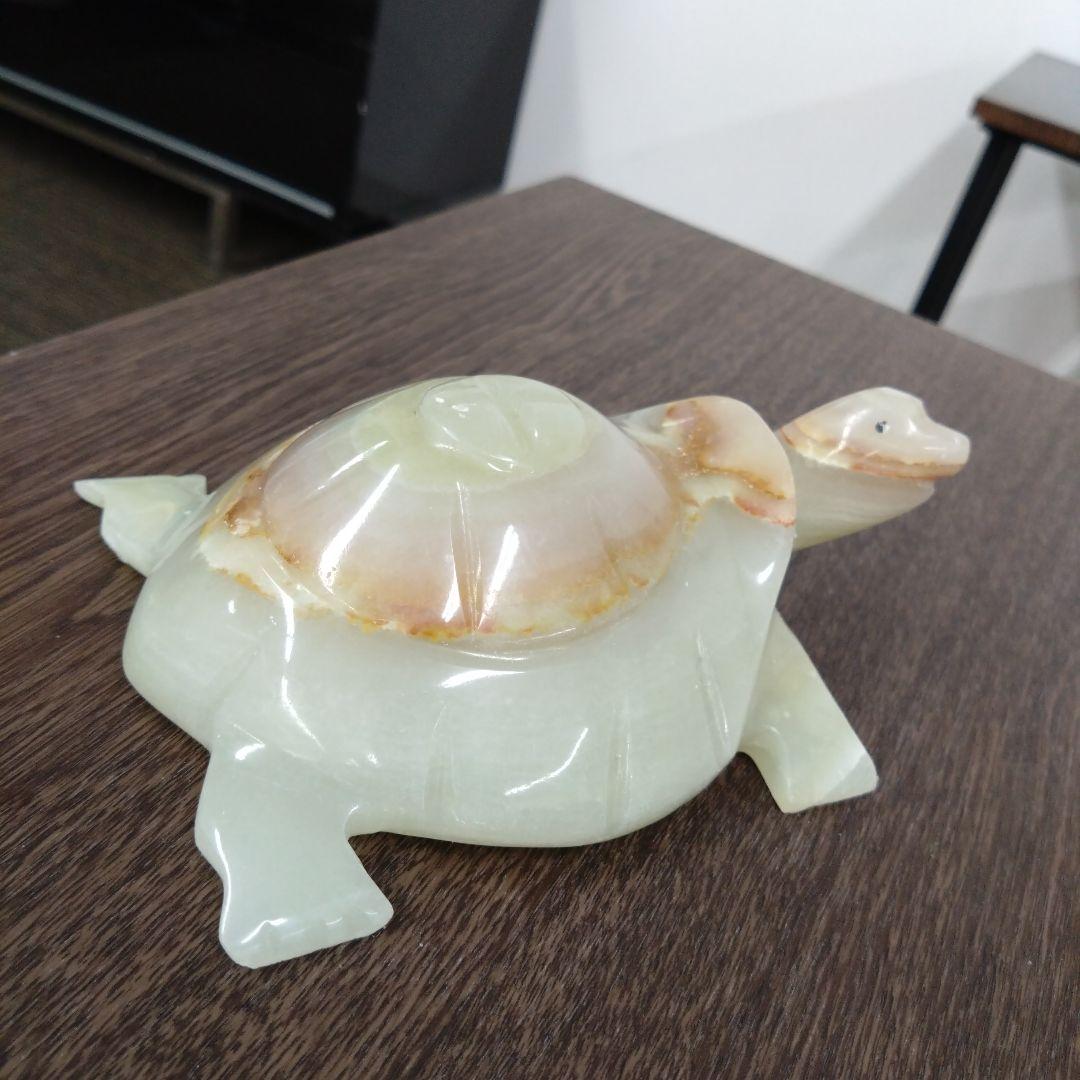 大理石　石色厳選　海亀　置物