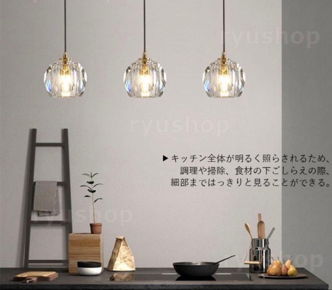 美品　ペンダントライト クリスタル 引掛シーリン　LED電球つき 3灯セット