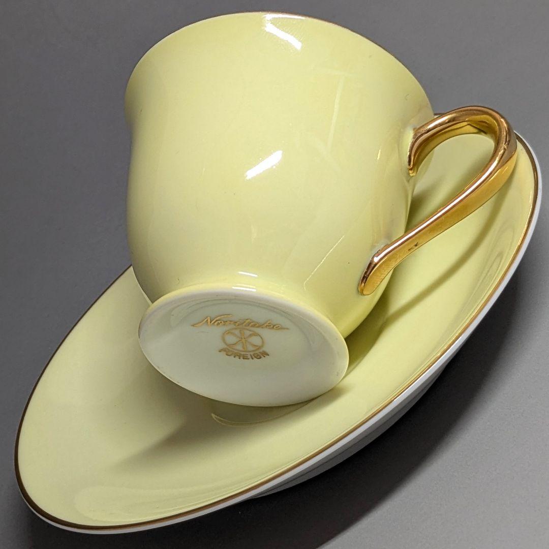 オールドノリタケ 金彩ハーレクインキャビネットカップ&ソーサー マルキ印薄黄色