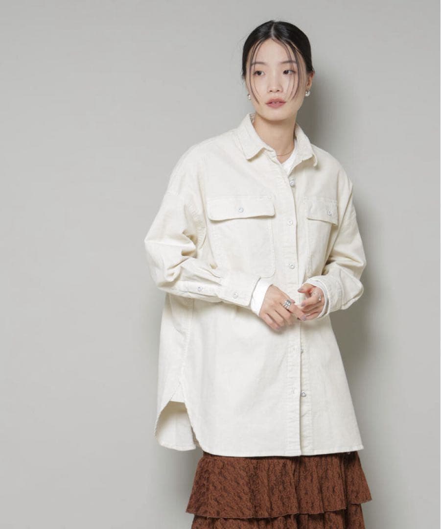 ✨新品✨ ヘルシーデニム アーモンド コーデュロイシャツ スーパービッグシャツ
