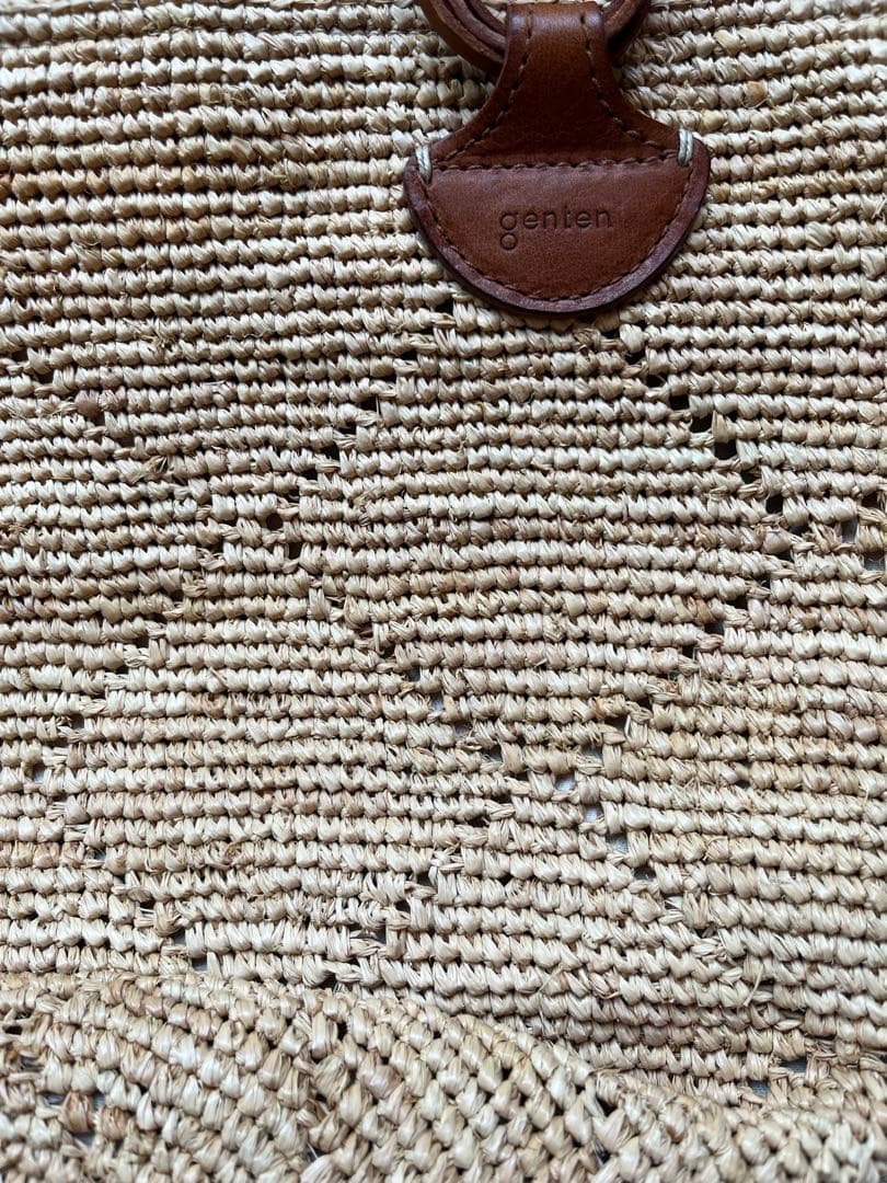 【美品】genten カゴバッグ　ハンドバッグ　ラフィア×牛革　フィオリーレ