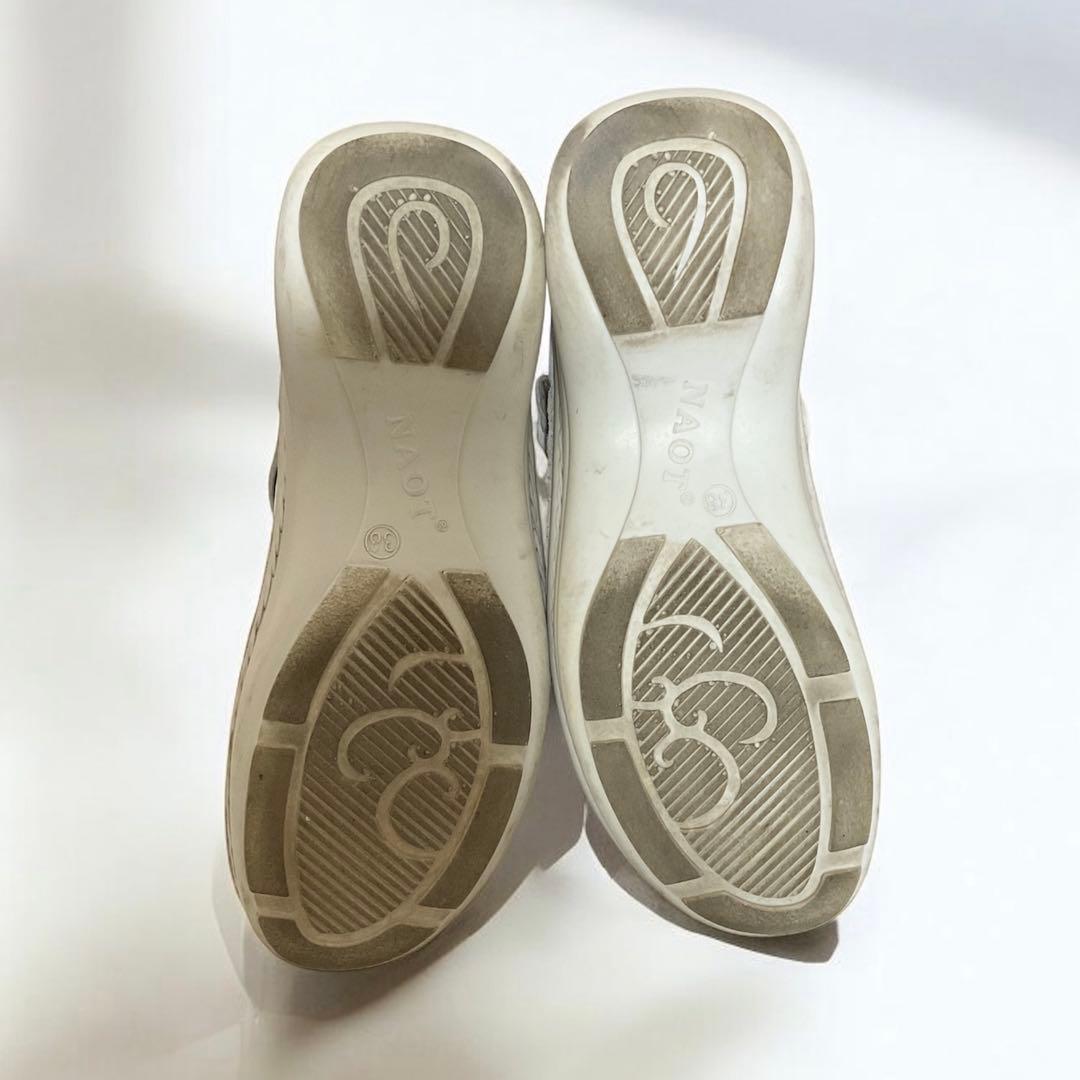 訳アリ NAOT IRIS サボサンダル ホワイト レザー ナオトアイリス 38