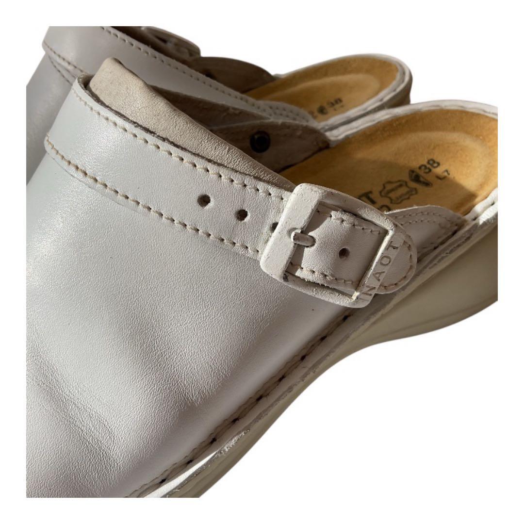 訳アリ NAOT IRIS サボサンダル ホワイト レザー ナオトアイリス 38