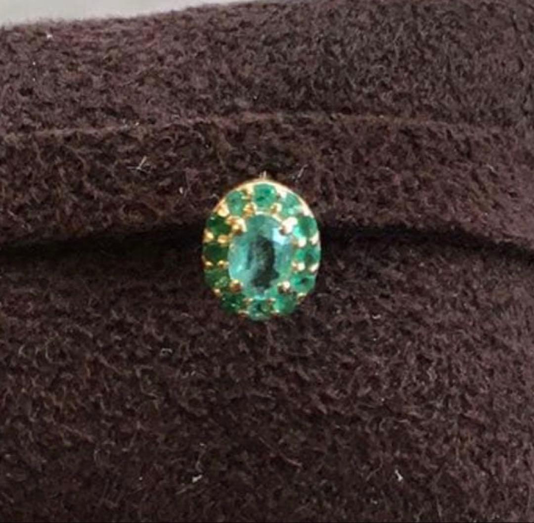 ARTIDAOUD K10 オーバルエメラルド パヴェエメラルド シングルピアス