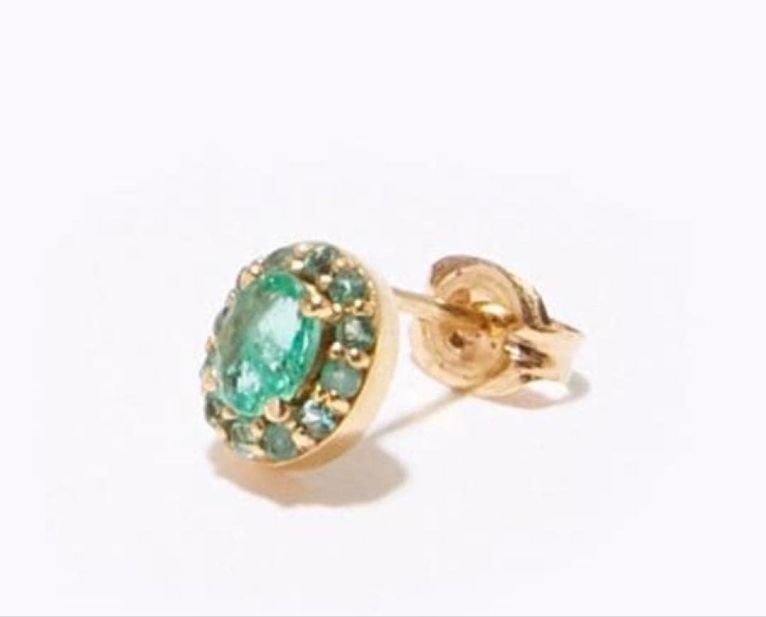 ARTIDAOUD K10 オーバルエメラルド パヴェエメラルド シングルピアス