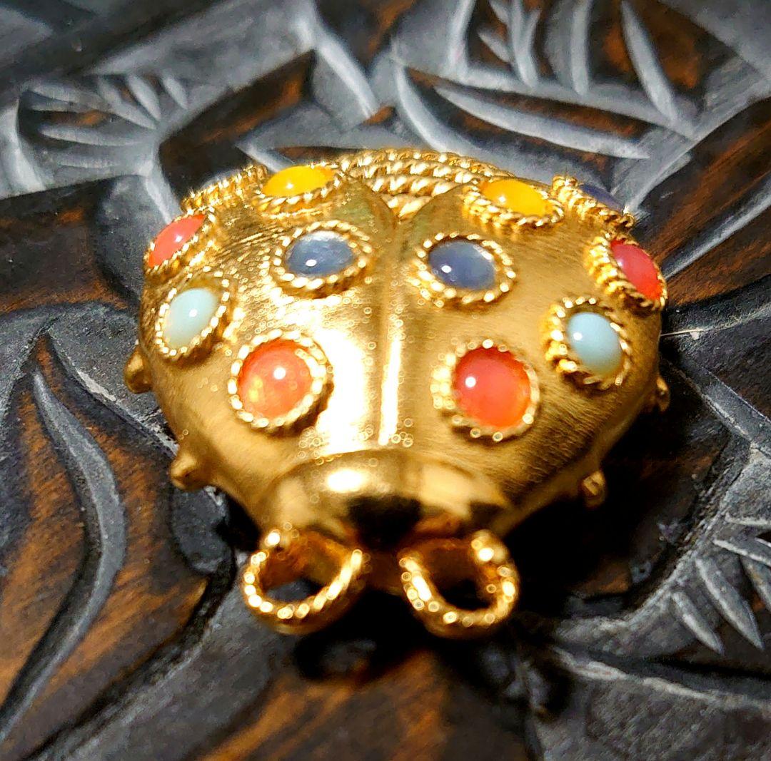 レア ヴィンテージ trifari トリファリ ゴールド てんとう虫 ブローチ