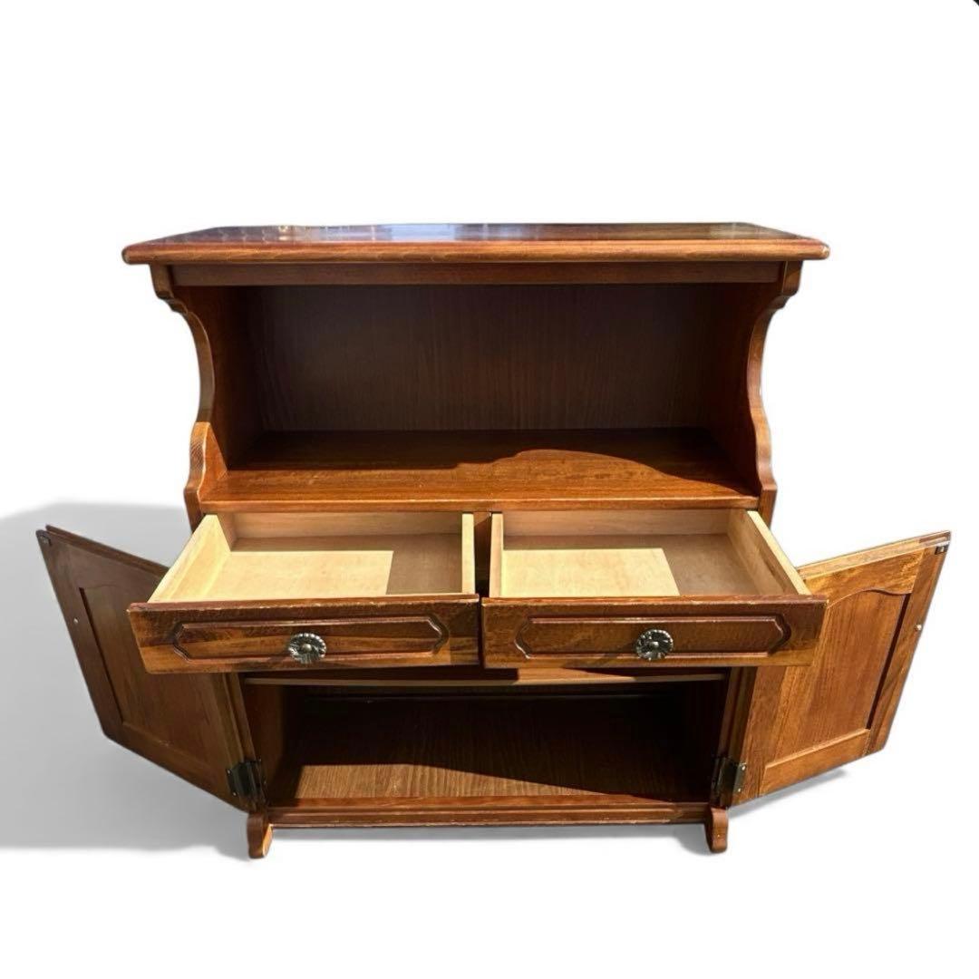 80sカリモク コロニアル観音扉 カントリーキャビネット電話台 ブラウン