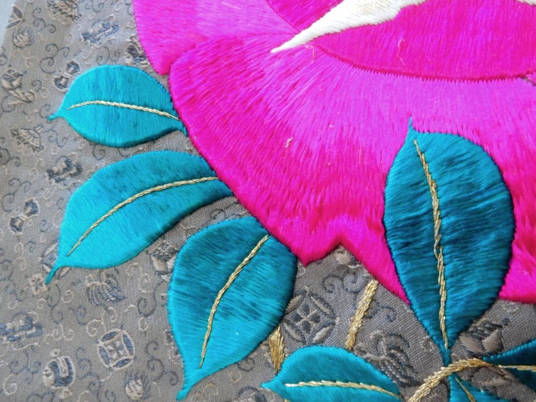 さ*ら様 正絹・アンティーク刺繡名古屋帯・バラの花・大正浪漫・薔薇