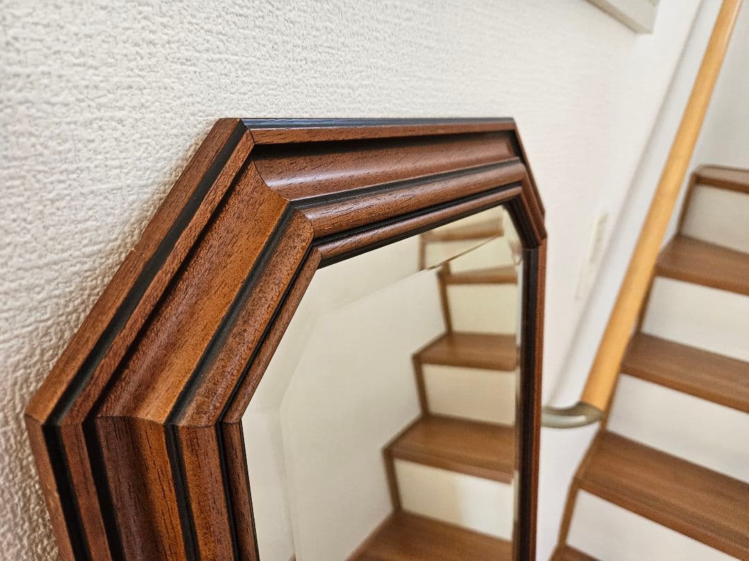 イタリア製☆八角系ウォールミラー 　アンティーク姿見　全身鏡　約140cm