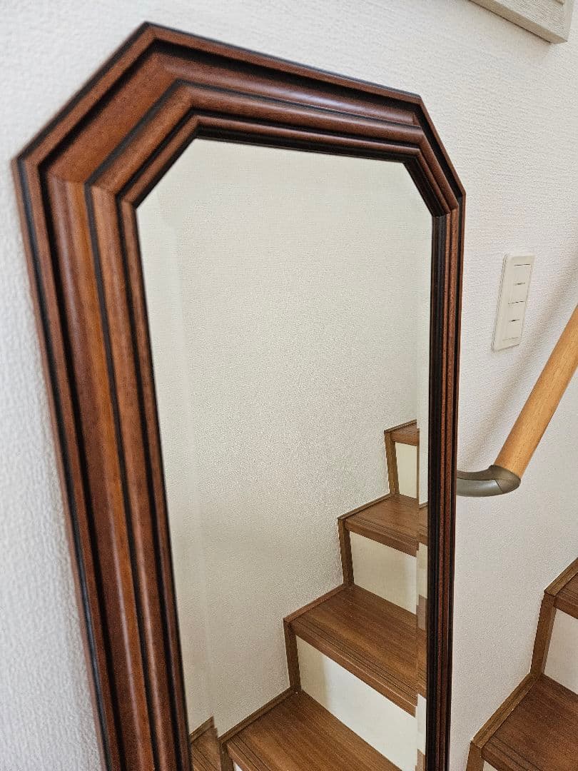 イタリア製☆八角系ウォールミラー 　アンティーク姿見　全身鏡　約140cm