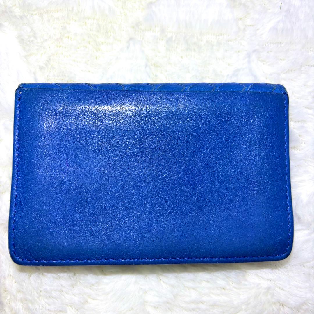 【レア✨】BOTTEGA VENETA イントレチャート 名刺入れ ブルー 青