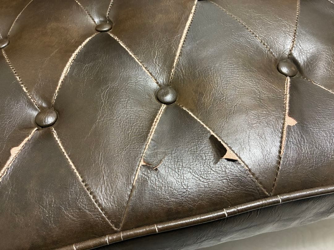 ブラウンレザー2人掛けソファ