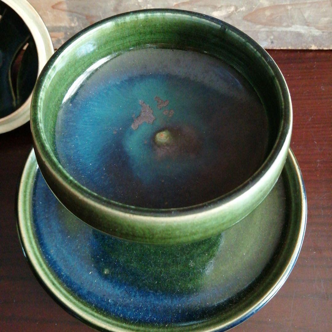 瀬戸焼　亀井清市　青織部香炉　19cm