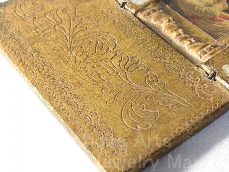 イタリア ヴィンテージ『観幼子イエスと聖母マリア』カルロ・ドルチ３枚続きの祭壇画