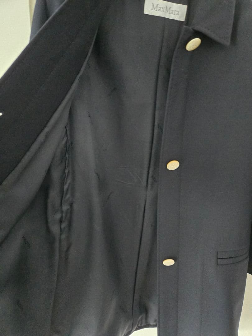 MaxMara ネイビー コート ボタン付き