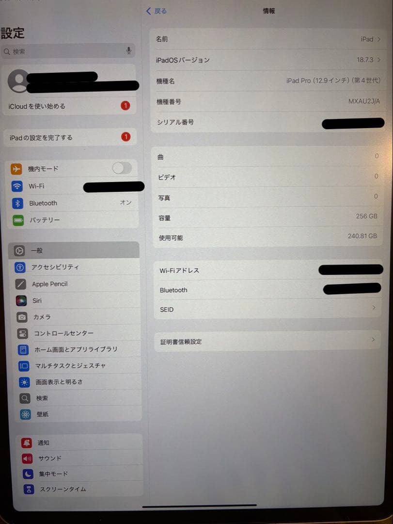 【動作良好】iPad pro 第4世代 12.9インチ A2229 シルバー