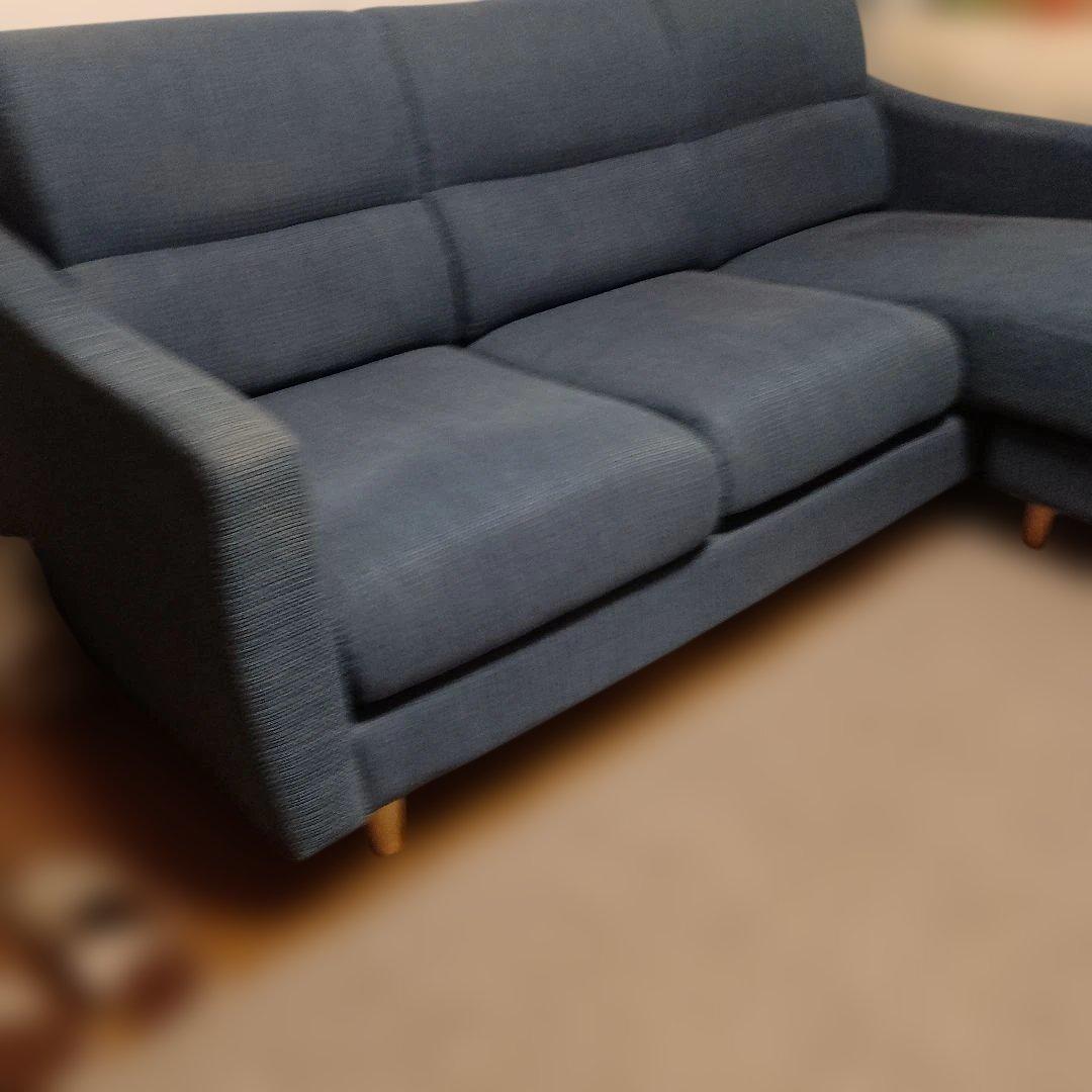 NITORI ダークブルー L字型ソファ３人掛け 引き取り限定です。
