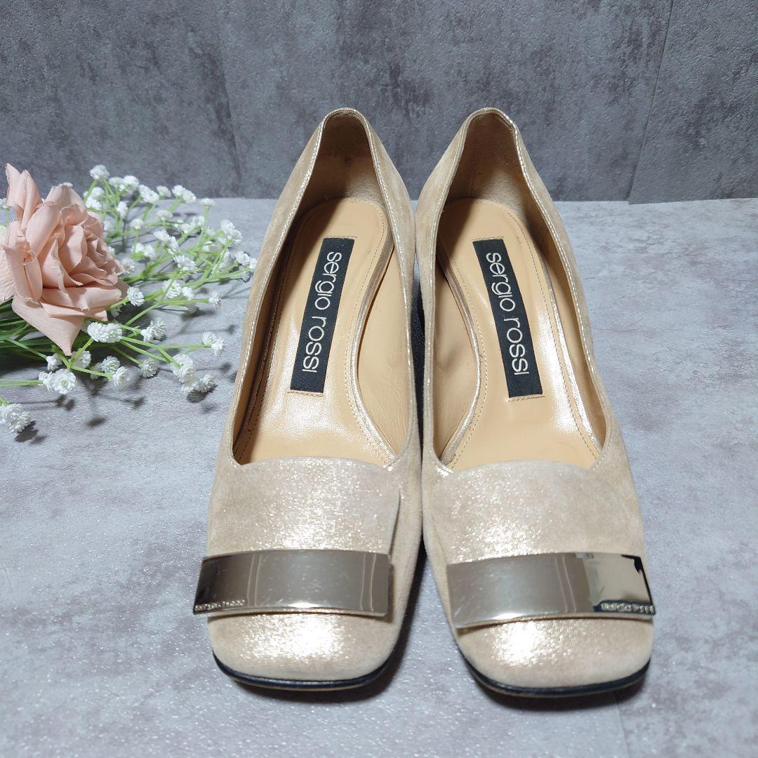 セルジオロッシ　スクエアトゥ　バックル　フラットシューズ　SR1　高級　23.5