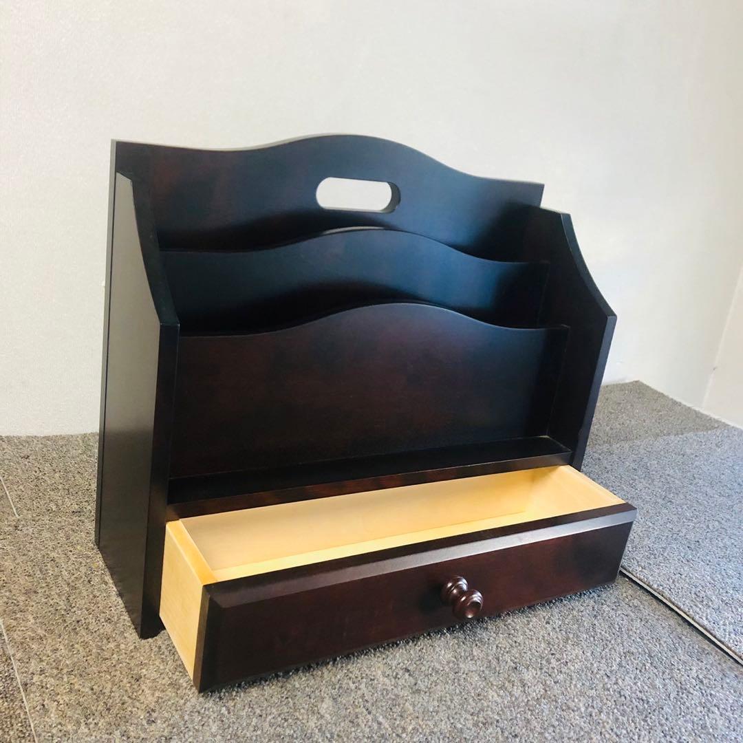 E48アンティーク品✨北海道民藝 木製ブックスタンド小物入れ レタースタンド