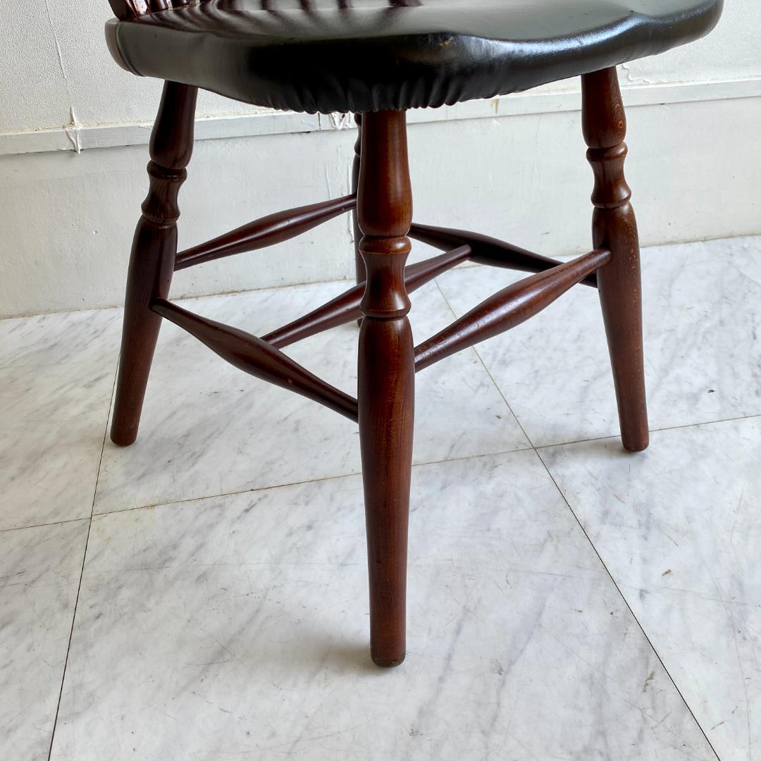 秋田木工 ビンテージ ダイニングチェア 曲木 椅子 レザー座面 鋲打ち