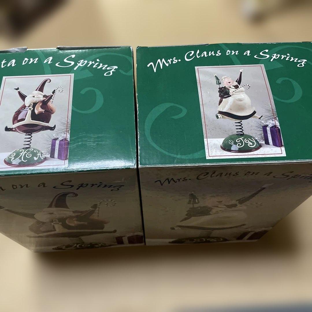 サンタクロース スプリング人形 置物 2体セット